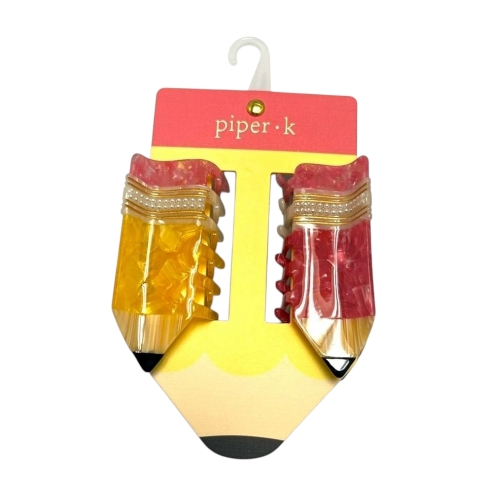💛▪️ Piper K▪️ Back to school pencils shaped hair claw clips set of 2